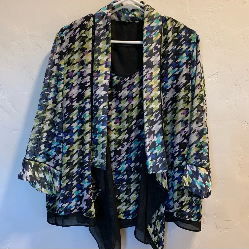 2-Piece Checked Tank & Jacket Set Size Large